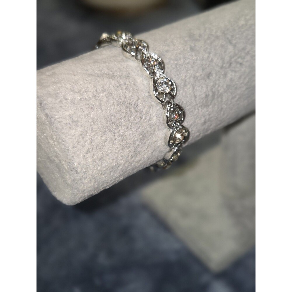 Silver-Tone with Clear Rhinestones Bracelet